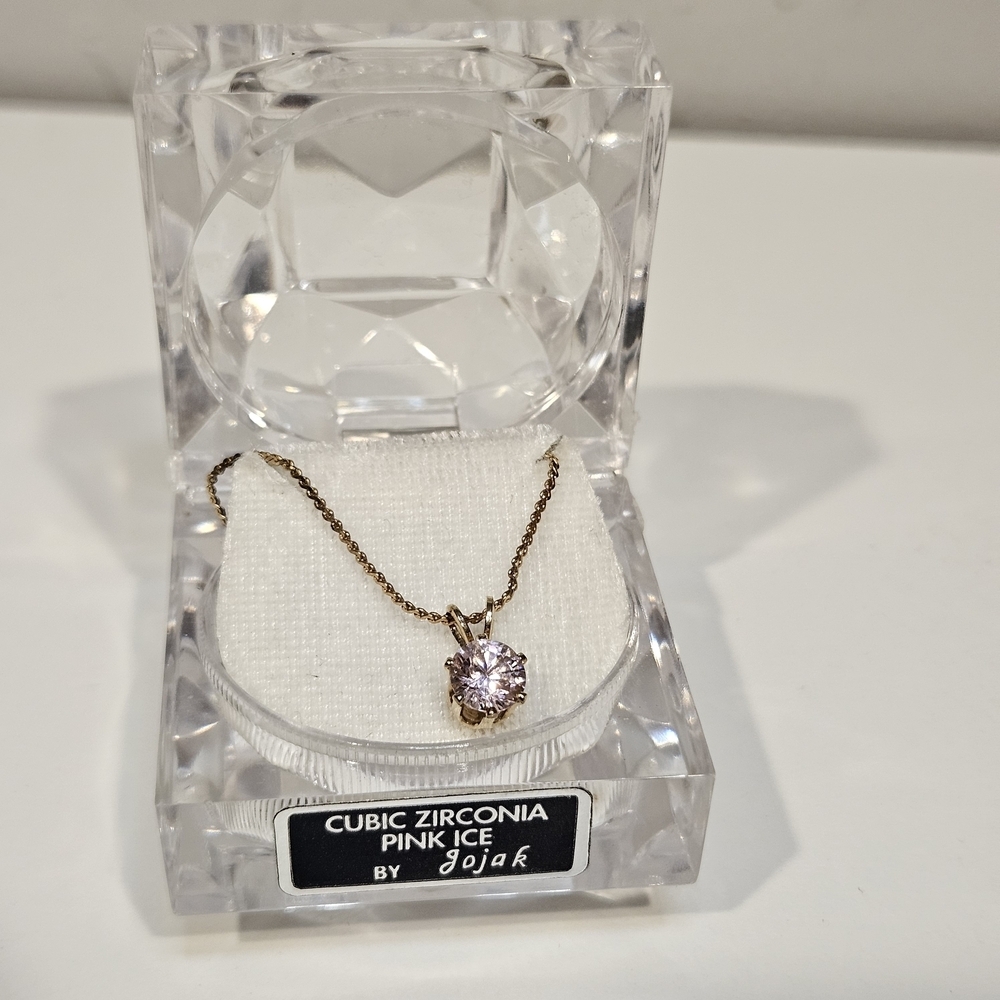 Pink Ice Cubic Zirconia Necklace October Birthstone Women's Jewelry